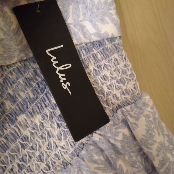 NWT Lulu's Blue and White Spring Dress (M) - Picture 4 of 6